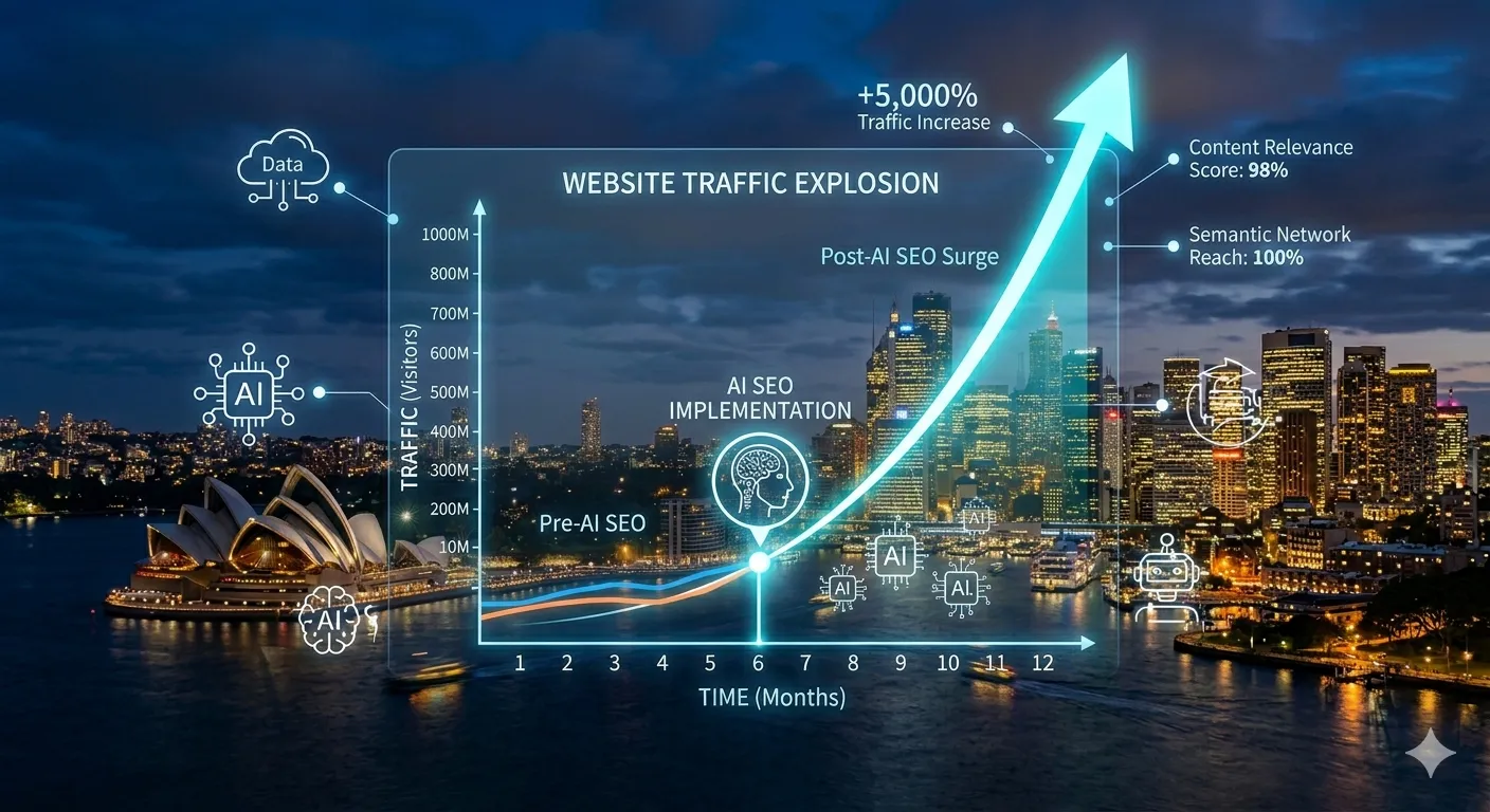 3. Graph showing a skyrocketing traffic trend after AI SEO